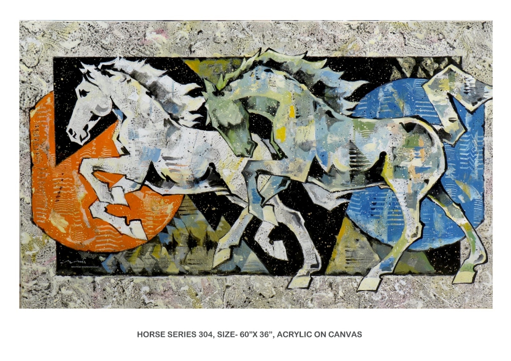 Best horse paintings Pune - Horse Series 304, acrylic on canvas by Pune fine artist Devidas Dharmadhikari