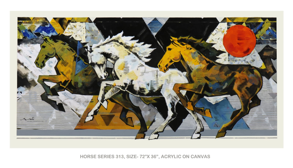 Best horse paintings - Horse Series 313, contemporary Indian acrylic on canvas by artist Devidas Dharmadhikari