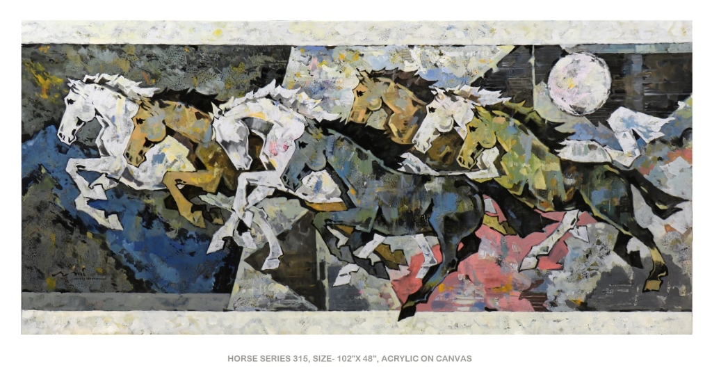 Best horse paintings in India - Horse Series 315, large-format acrylic canvas by Pune artist Devidas Dharmadhikari