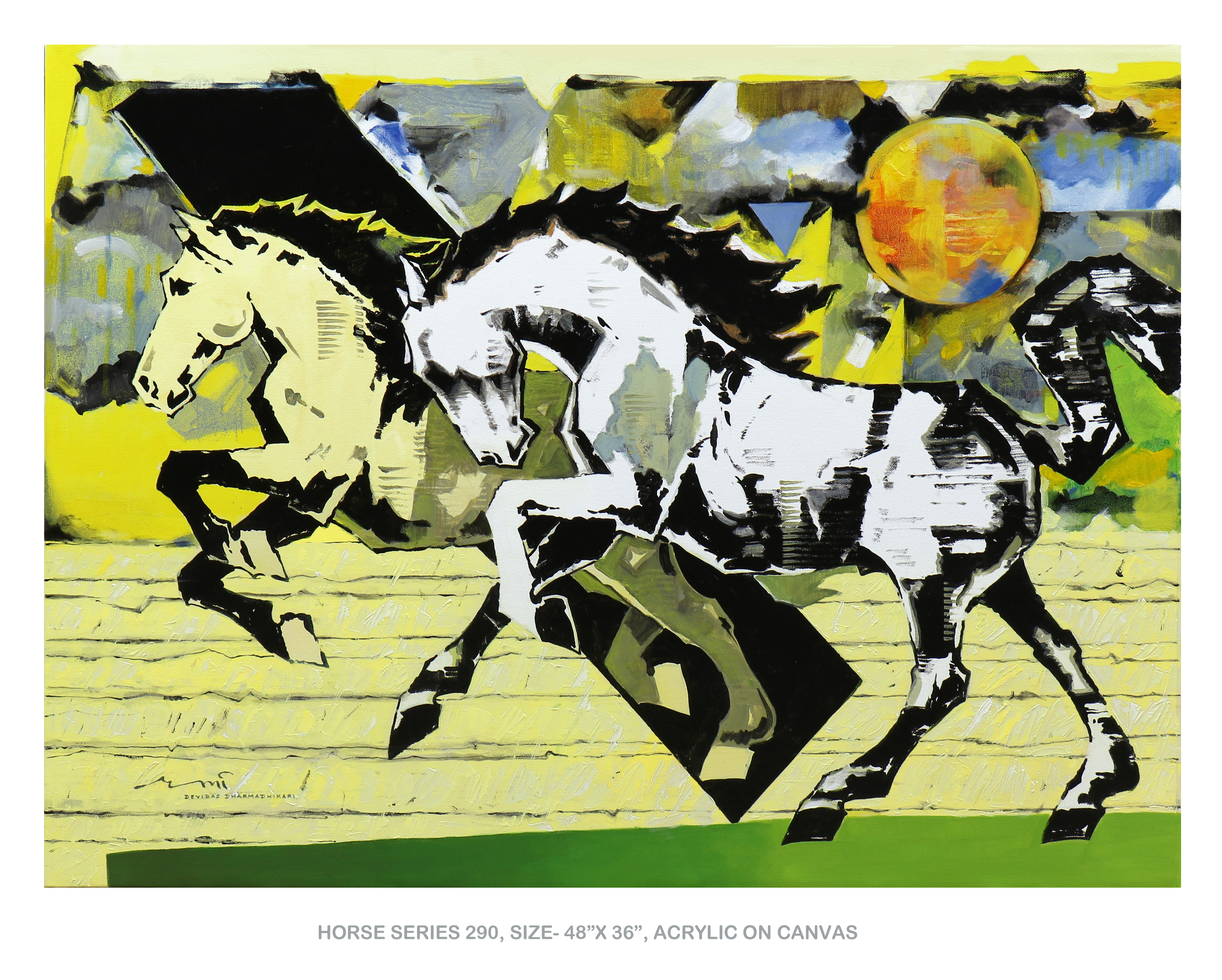 Best horse paintings Pune - Horse Series 290, vibrant acrylic on canvas by Devidas Dharmadhikari