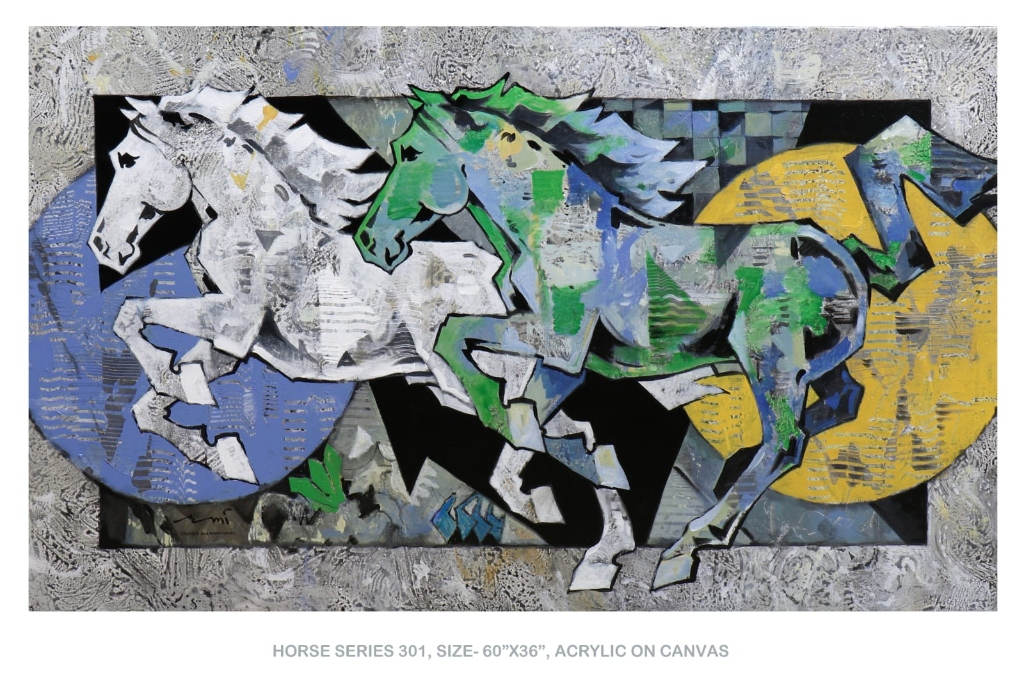 Best horse paintings Pune - Horse Series 301, expressive acrylic artwork by Devidas Dharmadhikari