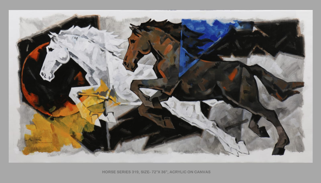 Famous horse paintings in India - Horse Series 319, acrylic on canvas by Pune fine artist Devidas Dharmadhikari