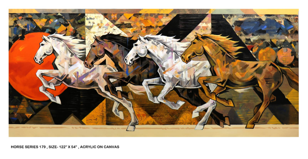 Large format equestrian artworks India - Horse Series 179, monumental acrylic on canvas by Devidas Dharmadhikari