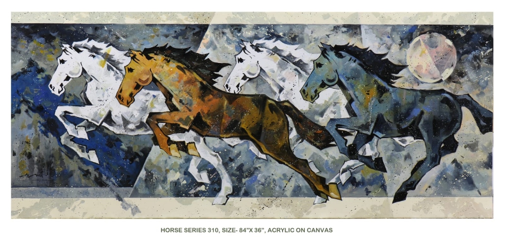 Contemporary horse painting - Horse Series 310, original acrylic artwork by Indian artist Devidas Dharmadhikari
